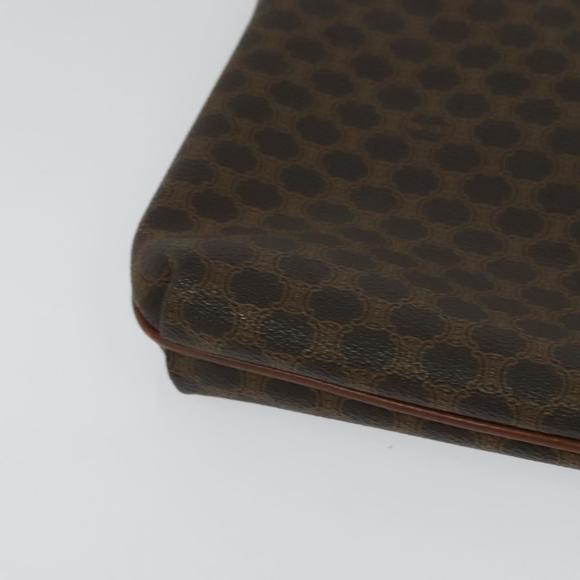 CELINE Macadam Canvas Clutch Bag PVC Leather Brown Gold Auth bs23653 - Picture 10 of 16